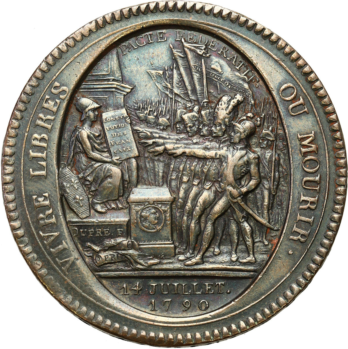 Francja. Medal o wartości 5 sols 1792 – Konstytucja Francuska